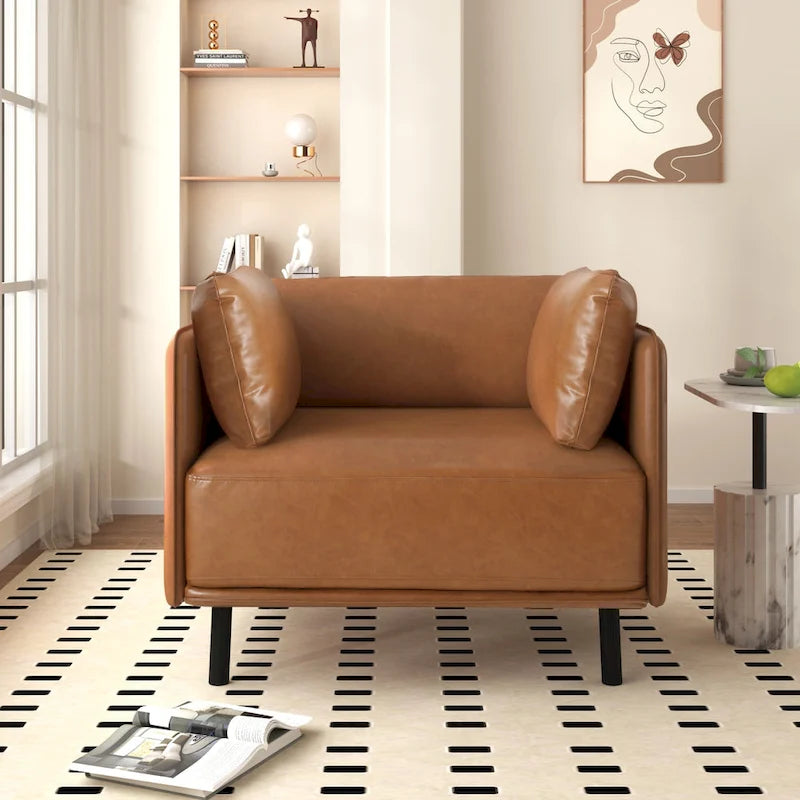 Brauner 39" Moderner Akzent-Loungesessel mit Metallbeinen