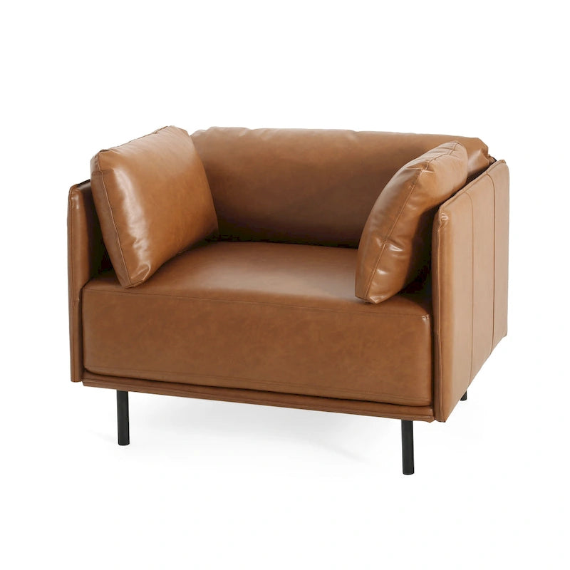 Brauner 39" Moderner Akzent-Loungesessel mit Metallbeinen