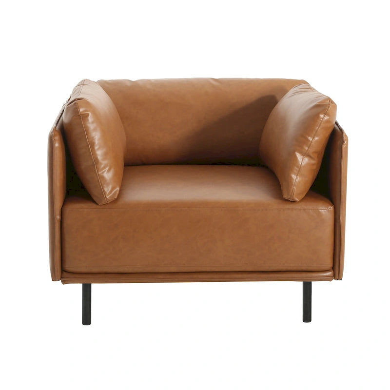 Brauner 39" Moderner Akzent-Loungesessel mit Metallbeinen