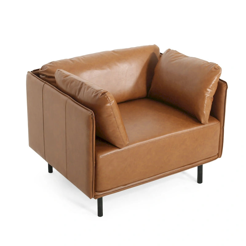Brauner 39" Moderner Akzent-Loungesessel mit Metallbeinen