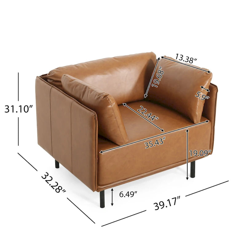 Brauner 39" Moderner Akzent-Loungesessel mit Metallbeinen