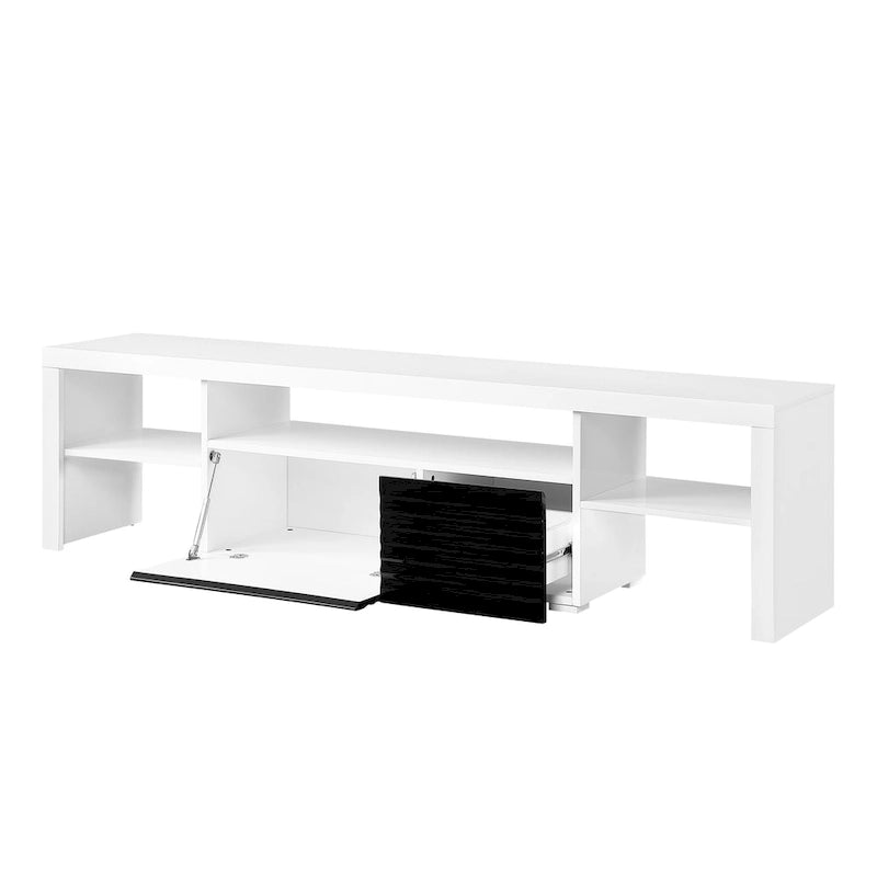 Weißer 75 Moderner TV-Ständer mit ausziehbarer Schublade und Ablage für 80-Zoll-Fernseher