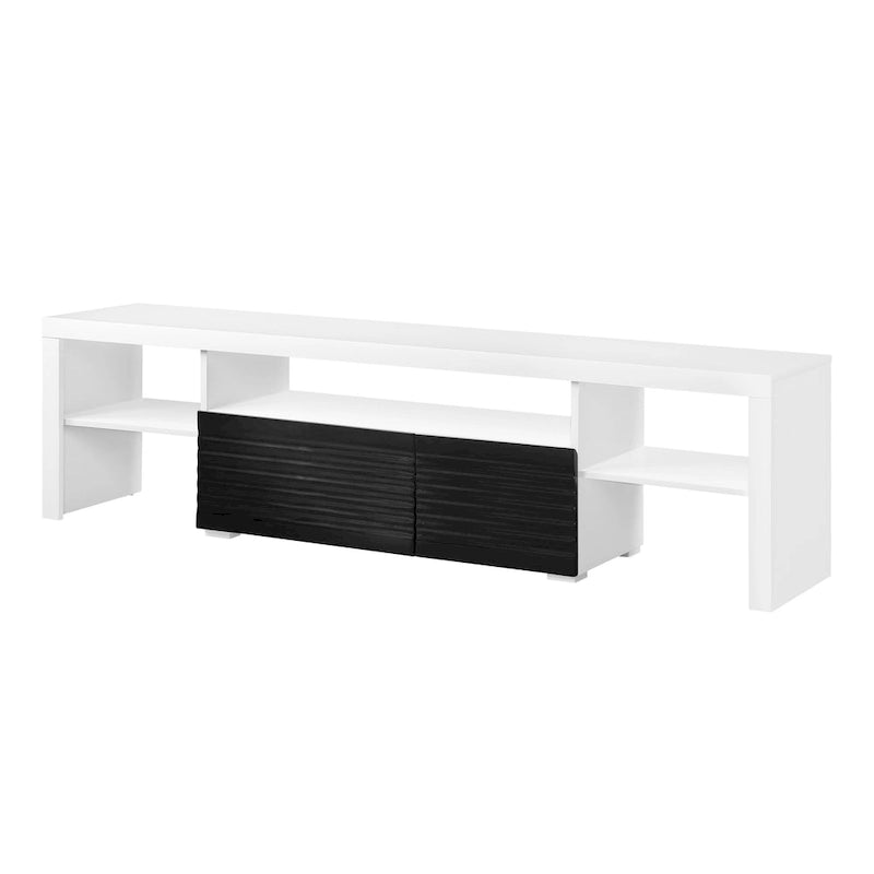 Weißer 75 Moderner TV-Ständer mit ausziehbarer Schublade und Ablage für 80-Zoll-Fernseher