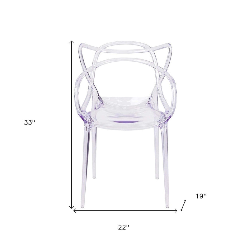 Transparenter Acryl-Esszimmerstuhl mit offener Rückenlehne – stapelbar, 180 kg Tragkraft