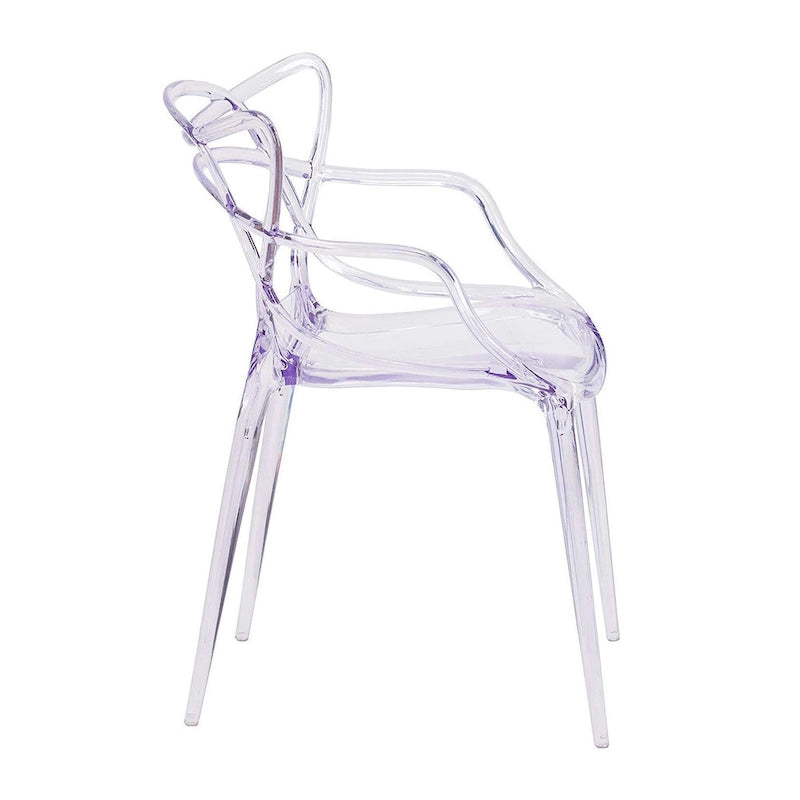 Transparenter Acryl-Esszimmerstuhl mit offener Rückenlehne – stapelbar, 180 kg Tragkraft