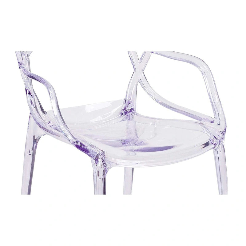 Transparenter Acryl-Esszimmerstuhl mit offener Rückenlehne – stapelbar, 180 kg Tragkraft