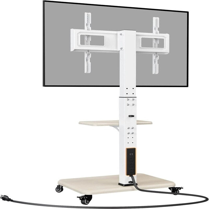 Mobiler TV-Ständer mit Steckdose, USB-Anschlüssen und Höhenverstellung