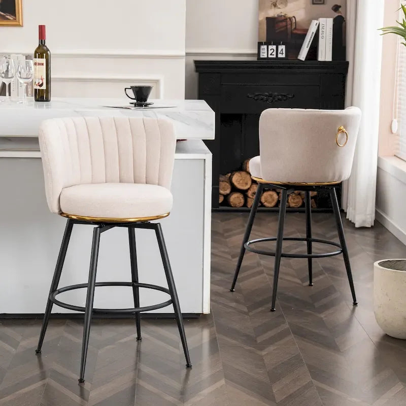 Moderne drehbare Barhocker (2er-Set), gepolsterter Thekenhocker mit Rückenlehne für Küche, Bar, Esszimmer