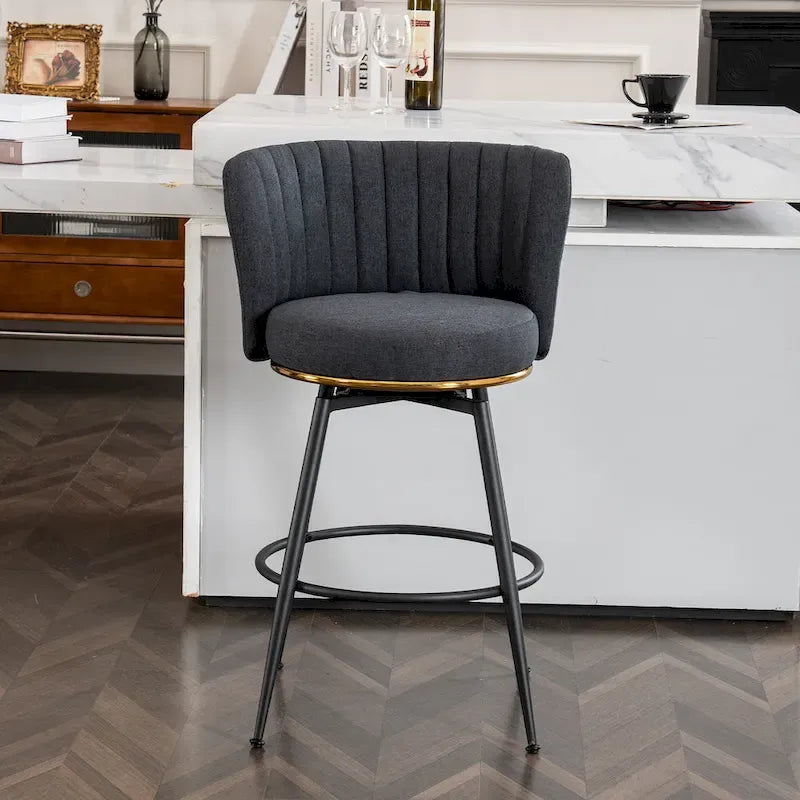 Moderne drehbare Barhocker (2er-Set), gepolsterter Thekenhocker mit Rückenlehne für Küche, Bar, Esszimmer