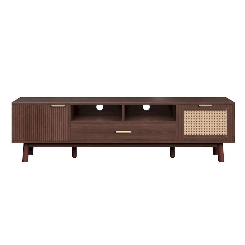 TV-Schrank aus Holz mit Rattan-Schubladen für Fernseher bis 75"