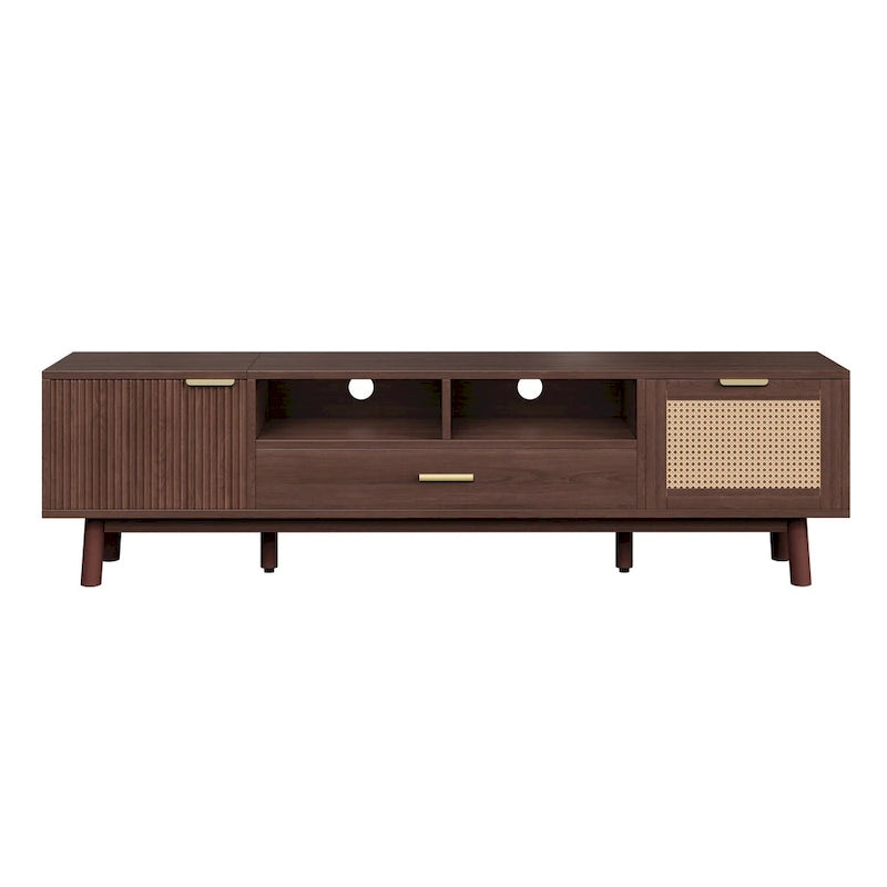 TV-Schrank aus Holz mit Rattan-Schubladen für Fernseher bis 75"