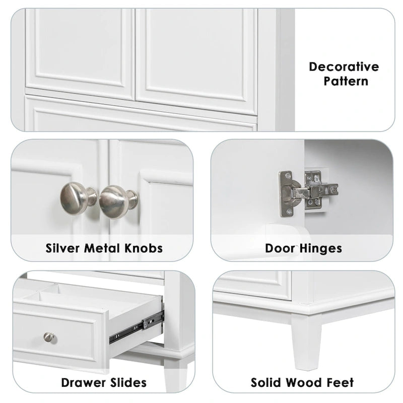 76 cm Badezimmer-Waschtischunterschrank mit Türen, Schubladen und verstellbarem Einlegeboden