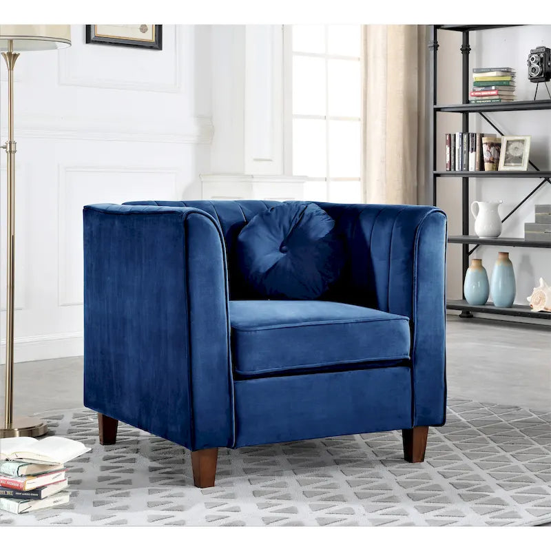 Chesterfield Samt-Sessel mit Nackenrollen