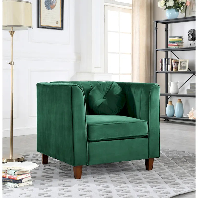 Chesterfield Samt-Sessel mit Nackenrollen