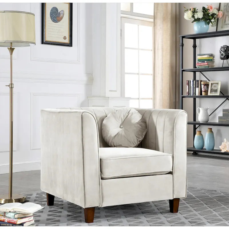 Chesterfield Samt-Sessel mit Nackenrollen