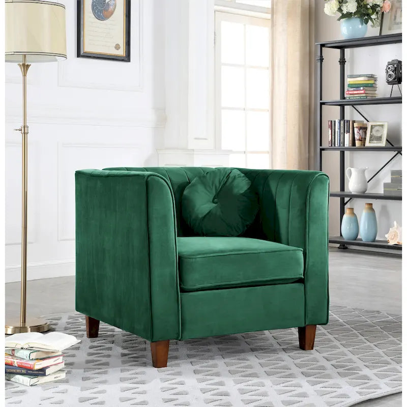 Chesterfield Samt-Sessel mit Nackenrollen