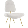 Gepolsterter Schaffell-Loungesessel mit Goldstahlrahmen