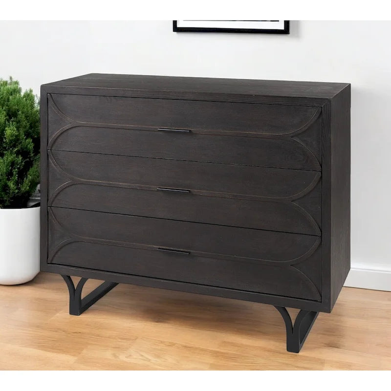 Modernes ovales Akzent-Sideboard in Dunkel – 78,5 cm H x 98,8 cm B x 39,9 cm T