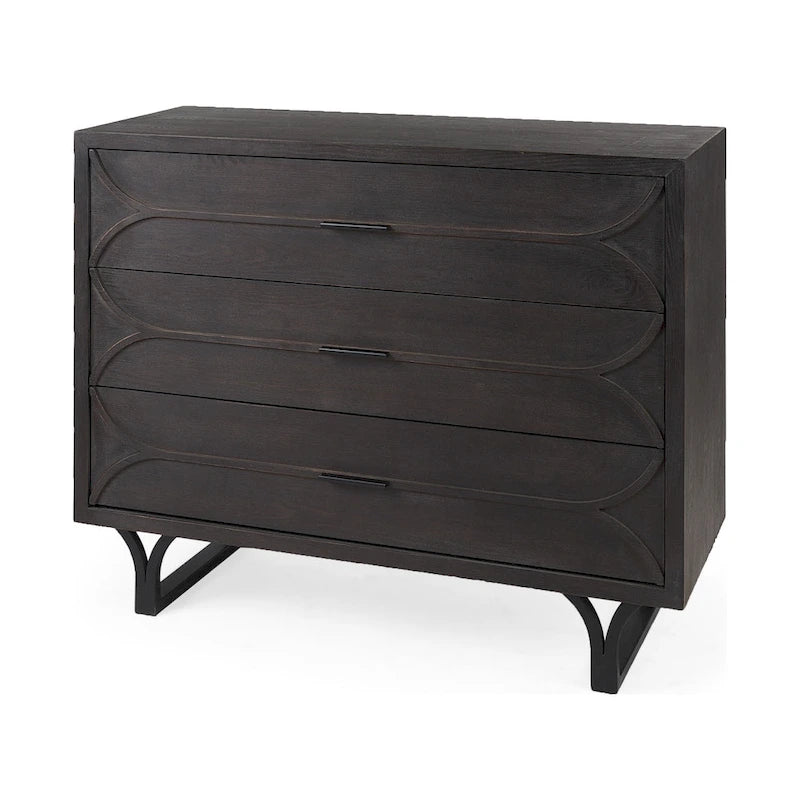 Modernes ovales Akzent-Sideboard in Dunkel – 78,5 cm H x 98,8 cm B x 39,9 cm T