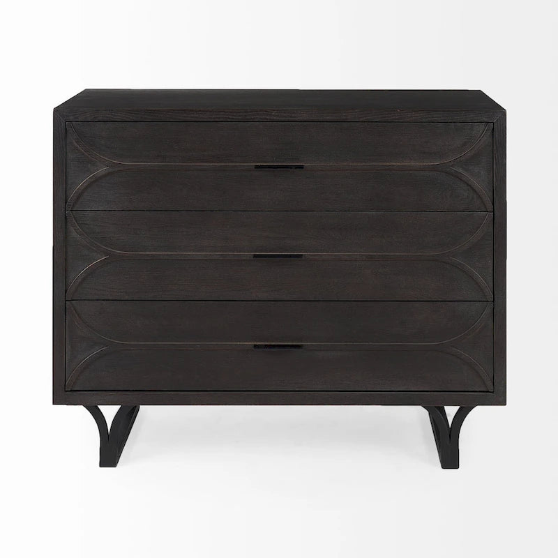 Modernes ovales Akzent-Sideboard in Dunkel – 78,5 cm H x 98,8 cm B x 39,9 cm T