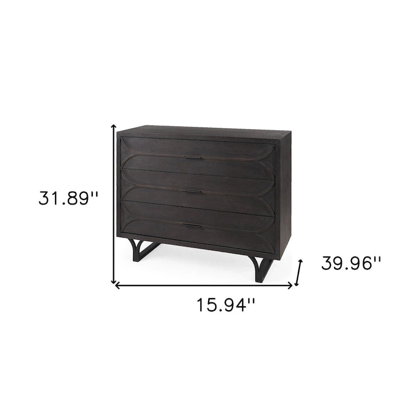 Modernes ovales Akzent-Sideboard in Dunkel – 78,5 cm H x 98,8 cm B x 39,9 cm T