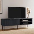 59" Schwarzes, geriffeltes TV-Möbel für Fernseher bis 75"