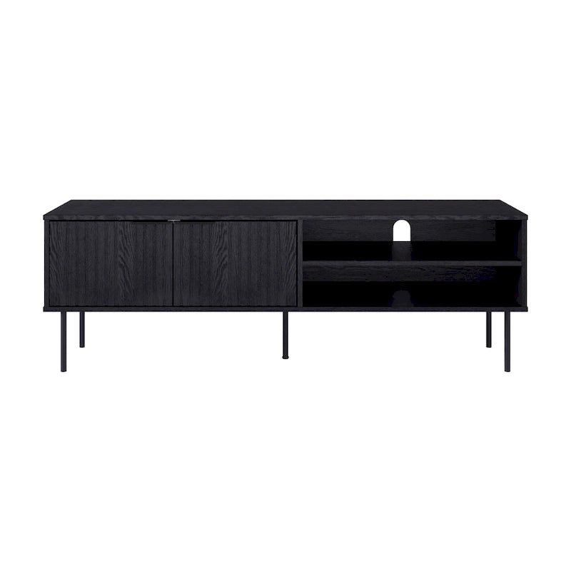 59" Schwarzes, geriffeltes TV-Möbel für Fernseher bis 75"