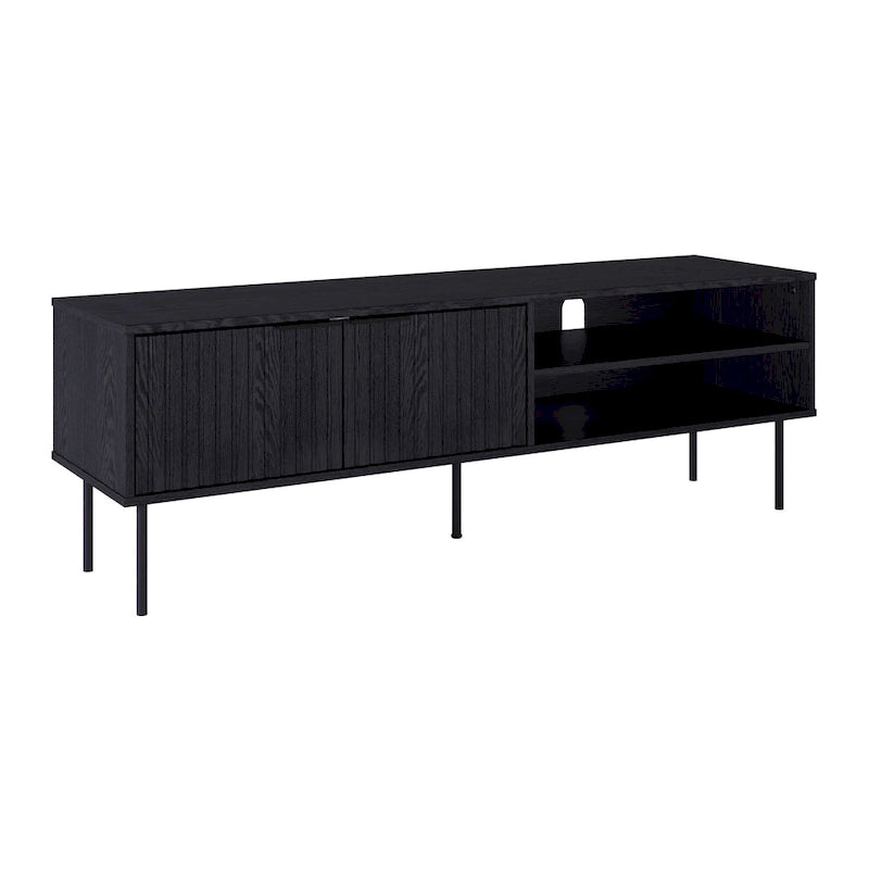 59" Schwarzes, geriffeltes TV-Möbel für Fernseher bis 75"
