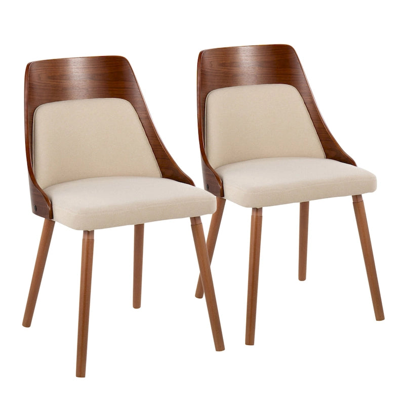 Mid-Century Stuhl mit konisch zulaufenden Holzbeinen (2er-Set)