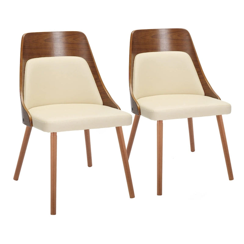 Mid-Century Stuhl mit konisch zulaufenden Holzbeinen (2er-Set)
