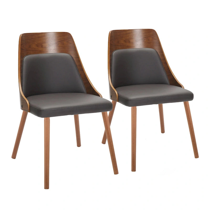 Mid-Century Stuhl mit konisch zulaufenden Holzbeinen (2er-Set)