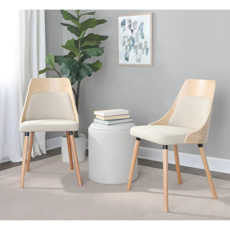 Mid-Century Stuhl mit konisch zulaufenden Holzbeinen (2er-Set)