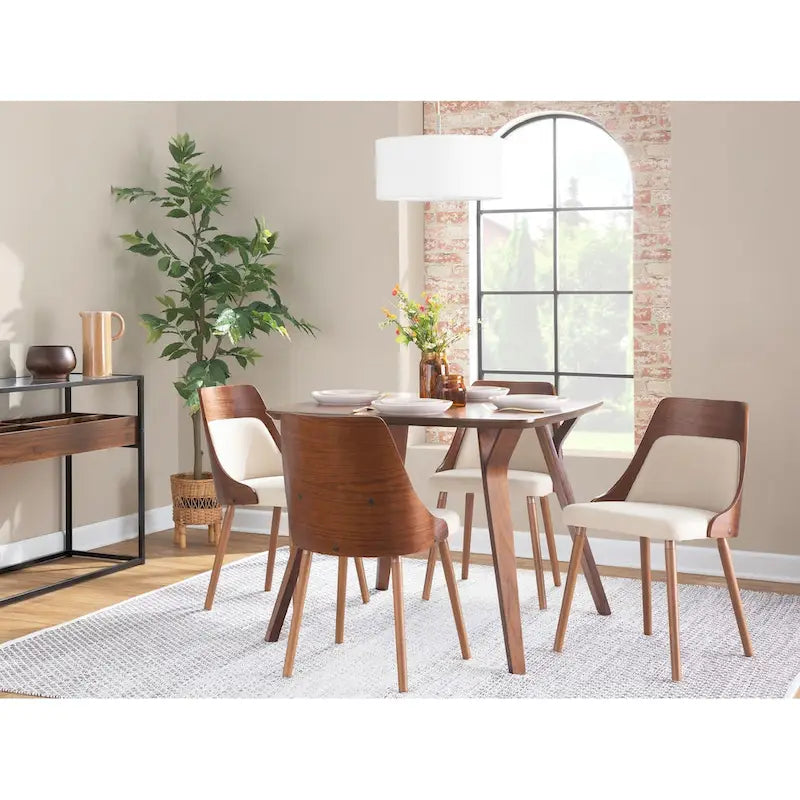 Mid-Century Stuhl mit konisch zulaufenden Holzbeinen (2er-Set)