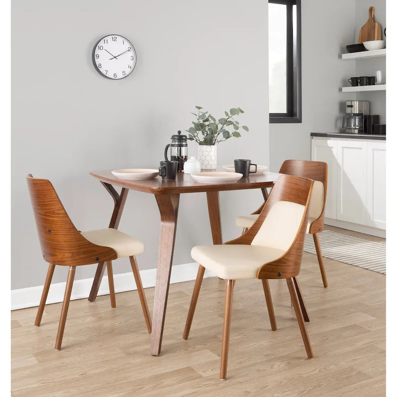 Mid-Century Stuhl mit konisch zulaufenden Holzbeinen (2er-Set)