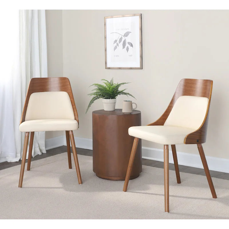 Mid-Century Stuhl mit konisch zulaufenden Holzbeinen (2er-Set)