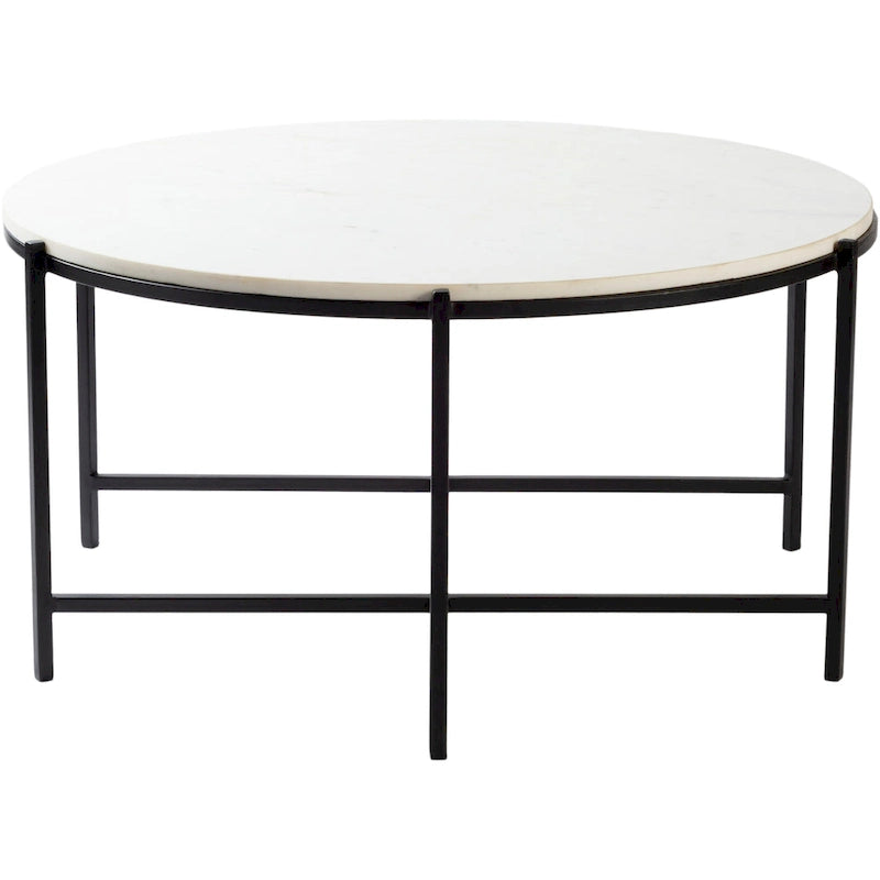 Moderner handgefertigter Couchtisch aus Marmor und mattem Metall