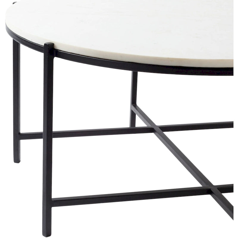 Moderner handgefertigter Couchtisch aus Marmor und mattem Metall