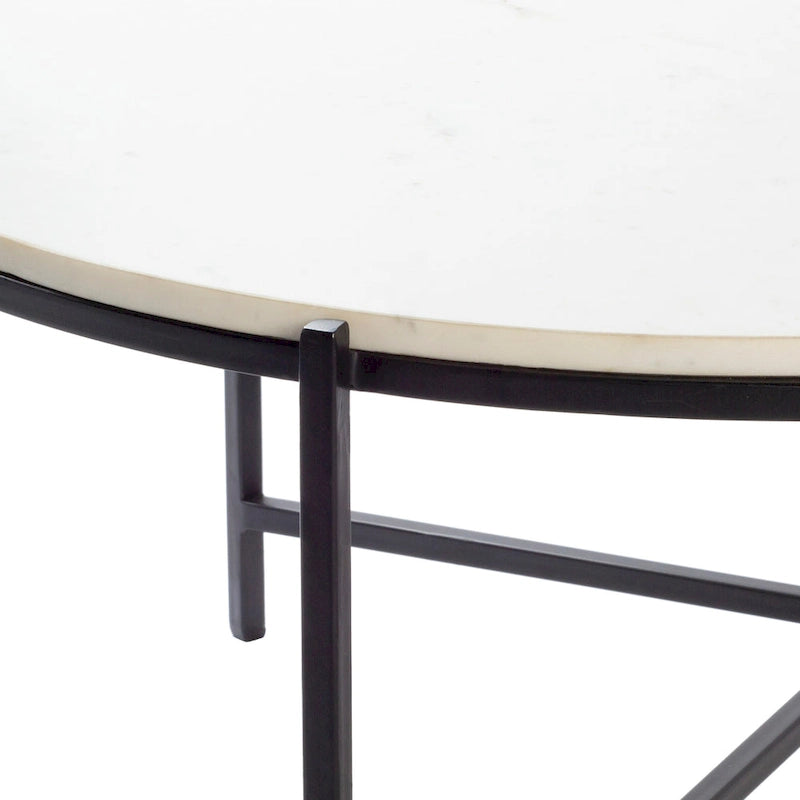 Moderner handgefertigter Couchtisch aus Marmor und mattem Metall