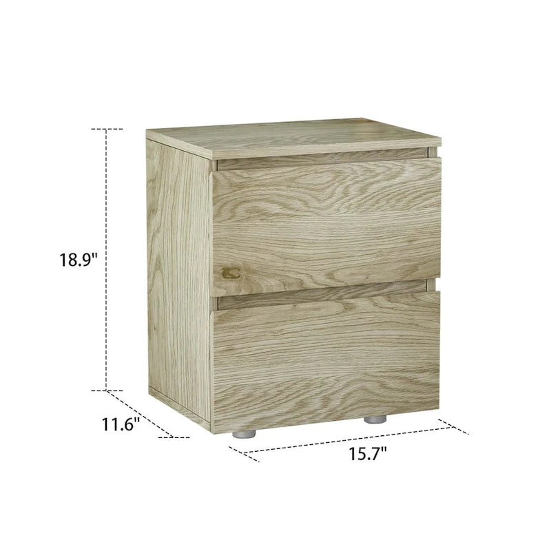 Nachttisch mit 2 grifflose Soft-Close-Schubladen – 15,7 B x 18,9 H