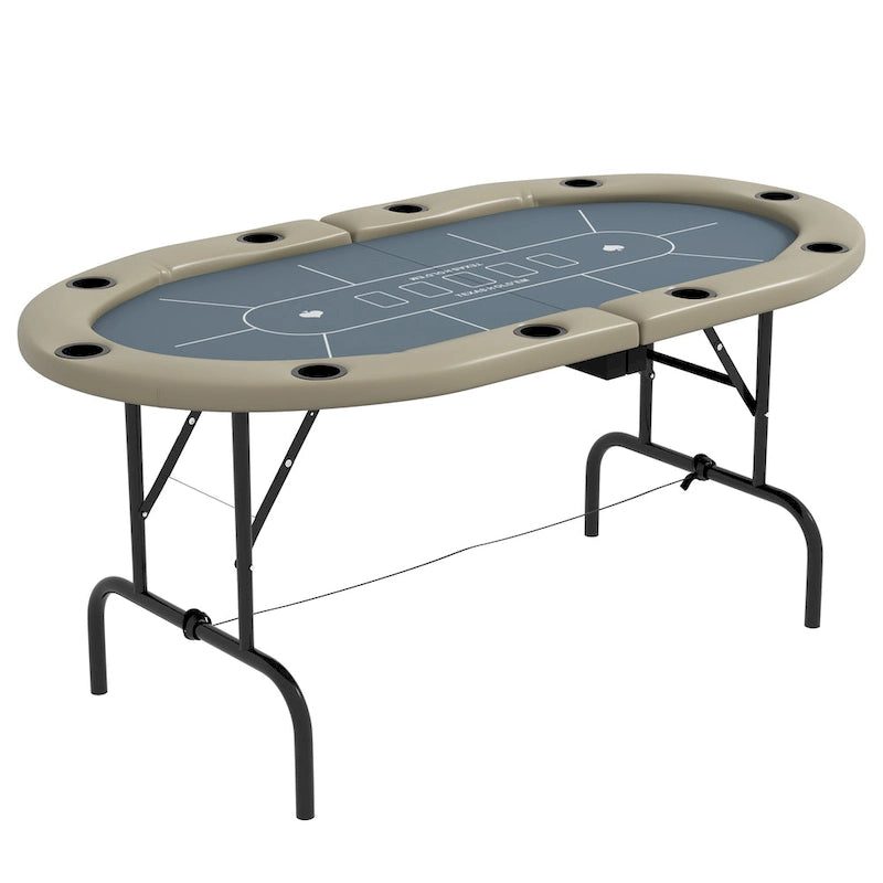 Faltbarer 70 Zoll ovaler Pokertisch für 10 Spieler – Blackjack & Texas Holdem