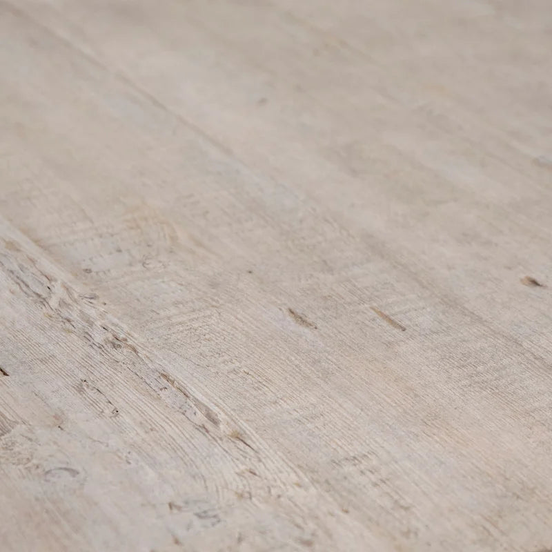 48 Zoll runder Esstisch aus recyceltem Kiefernholz mit Sockel und heller Waschung