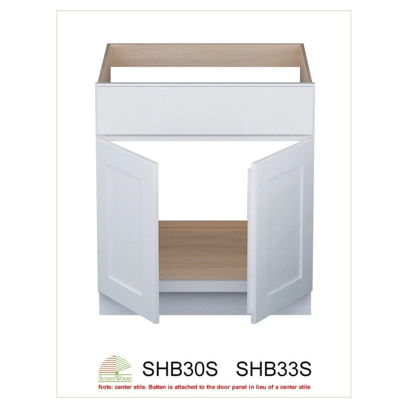 Waschtischunterschrank mit Doppeltür, 76 cm breit, im Shaker-Stil
