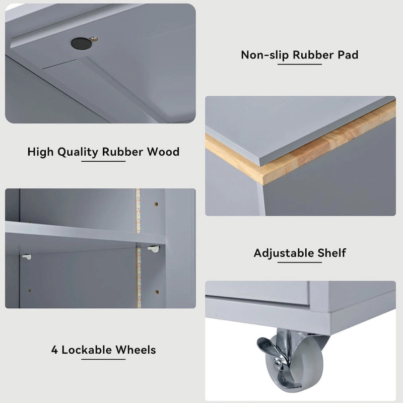 Kücheninsel mit ausziehbarem Tisch und LED-Beleuchtung