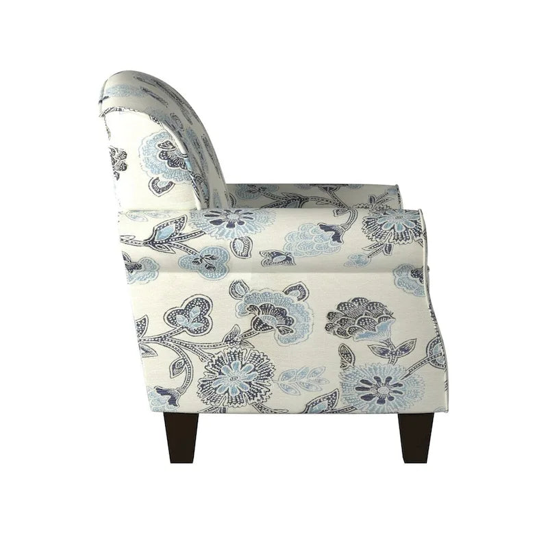 Akzentstuhl in Indigocreme und Blau mit Paisley-Muster