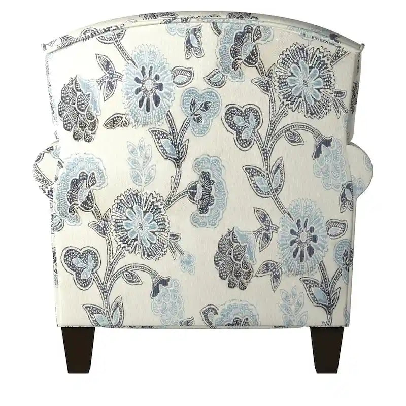 Akzentstuhl in Indigocreme und Blau mit Paisley-Muster