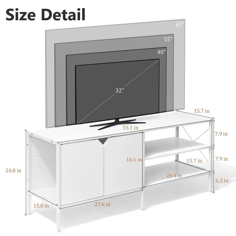 TV-Schrank Lowboard mit Aufbewahrungsschrank - 140B x 40T x 61H cm