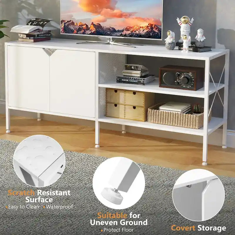 TV-Schrank Lowboard mit Aufbewahrungsschrank - 140B x 40T x 61H cm
