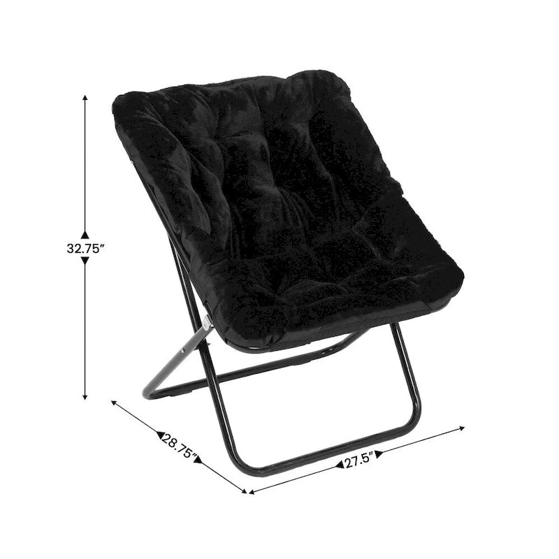 Faltbarer Oversize-Sessel mit Kunstfellbezug und Stahlrahmen