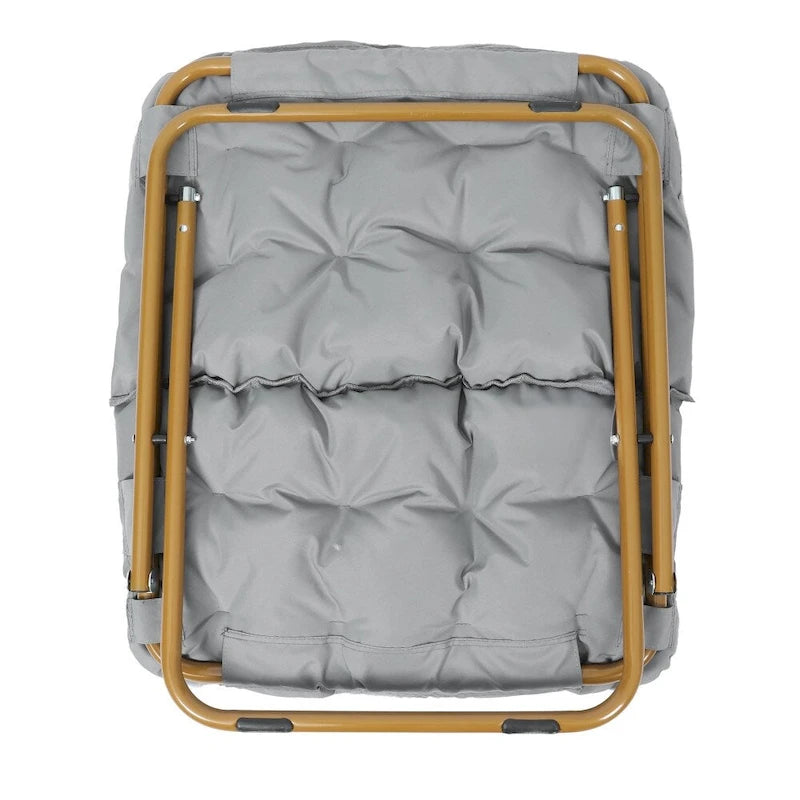 Faltbarer Oversize-Sessel mit Kunstfellbezug und Stahlrahmen