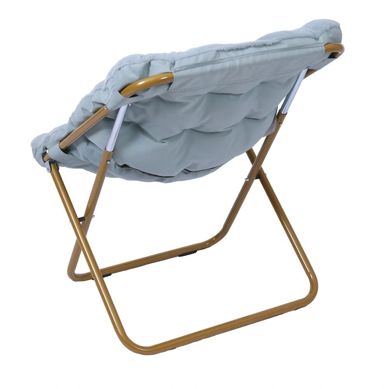 Faltbarer Oversize-Sessel mit Kunstfellbezug und Stahlrahmen